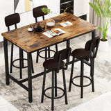AWQM Space-Saving Faux Wooden Dining Set with 8 PU Upholstered Chairs for Modern Living AWQM