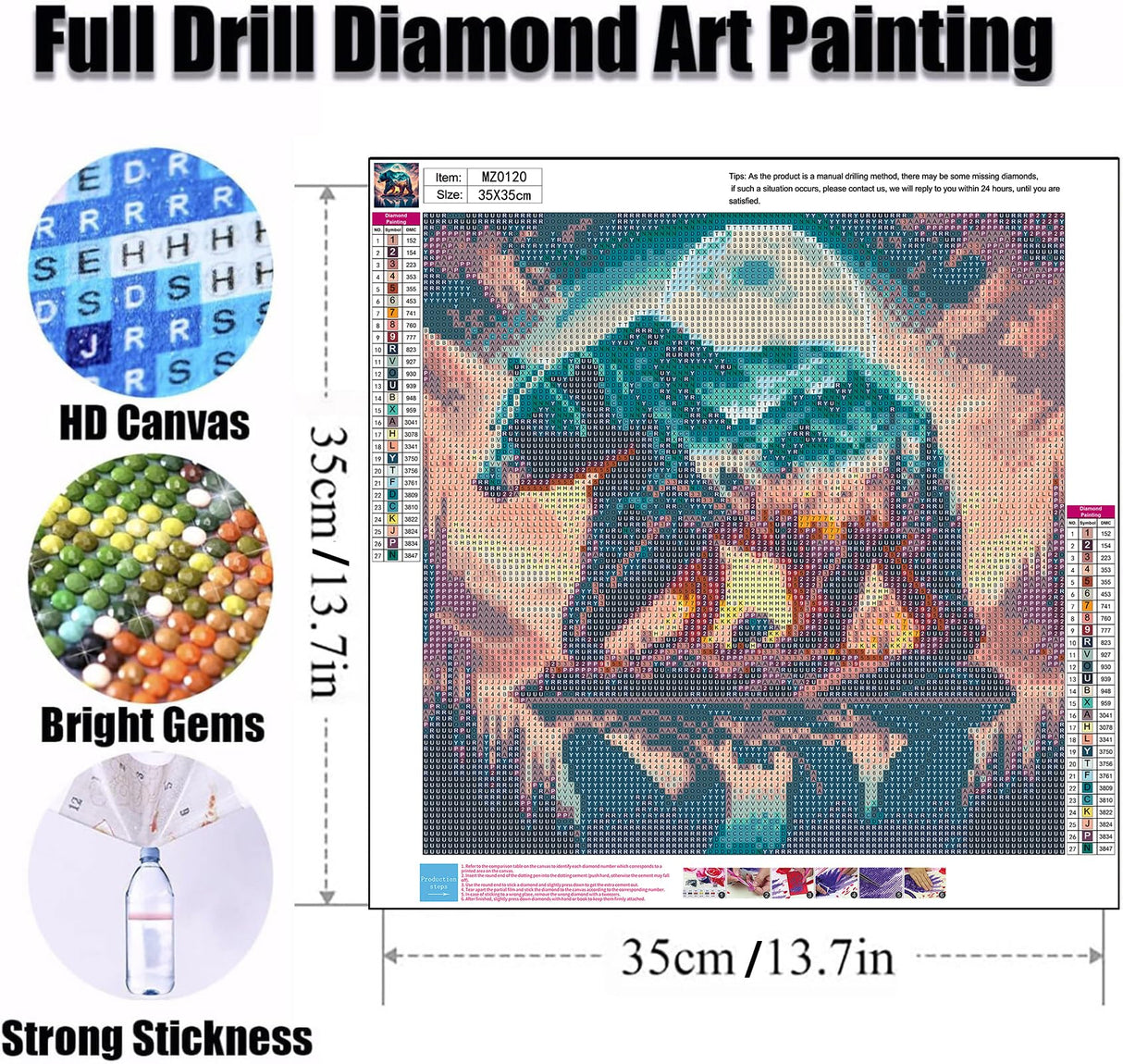 Ekuxom Forest Bear Diamond Art Kits for Adults, DIY Animal Diamond Art Kits, Moon Round Full Drill Animal Diamond Painting Kits for Adults Gem Art Wall Decor Gifts 14x14 inch Ekuxom