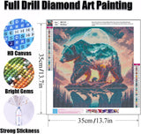 Ekuxom Forest Bear Diamond Art Kits for Adults, DIY Animal Diamond Art Kits, Moon Round Full Drill Animal Diamond Painting Kits for Adults Gem Art Wall Decor Gifts 14x14 inch Ekuxom