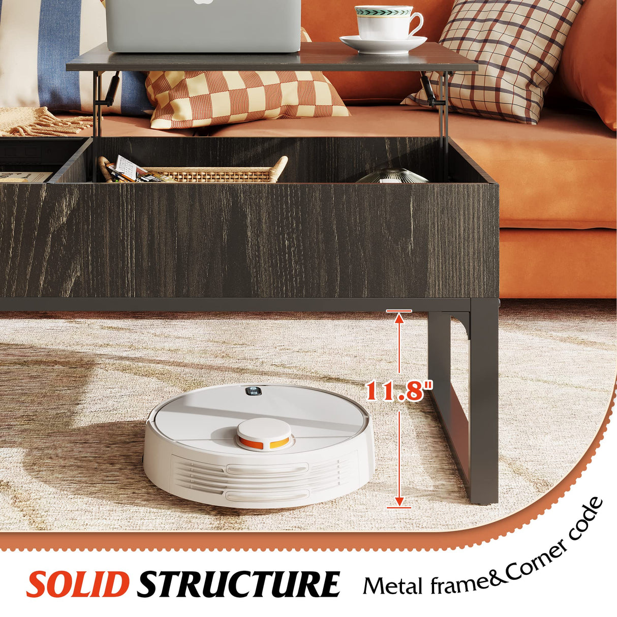 WLIVE Lift Top Coffee Table with Storage, 40.9" Coffee Table with Lifting Top & Sliding Top, Wood Modern Center Table with 2 Hidden Compartment for Living Room, Charcoal Black WLIVE