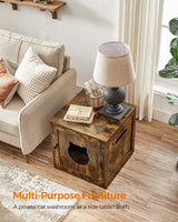 FEANDREA Cat Litter Box Furniture, Hidden Litter Box Enclosure Cabinet with Single Door, Indoor Cat House, End Table, Nightstand, Rustic Brown UPCL004X01 Feandrea