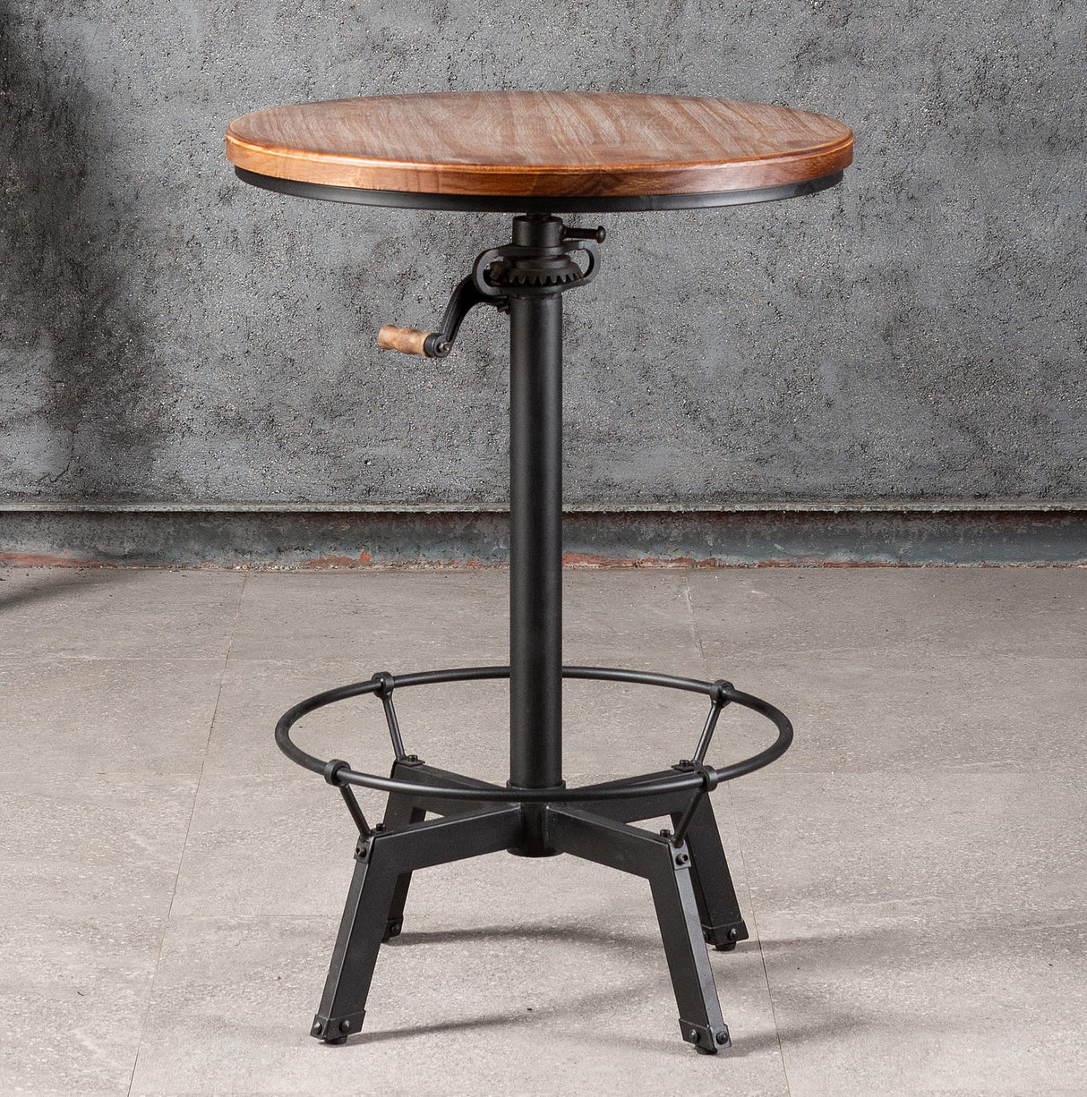 LOKKHAN Adjustable Industrial Bar Table with Swivel Top - Vintage Style Bistro Table with Crank Handle LOKKHAN