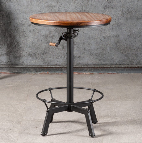 LOKKHAN Adjustable Industrial Bar Table with Swivel Top - Vintage Style Bistro Table with Crank Handle LOKKHAN