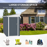 Outsunny 4' x 8' Metal Outdoor Storage Shed, Lean to Storage Shed, Garden Tool Storage House with Lockable Door and 2 Air Vents for Backyard, Patio, Lawn, Dark Gray Outsunny