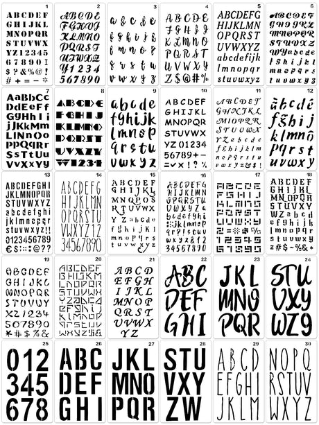 30 Pieces Letter Stencils for Painting 4 x 7 Inch Alphabet Reusable Plastic Numbers Font Templates for Journal Notebook, Diary, Scrapbook Decor Supplies Tenare