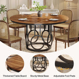 Tribesigns Round Dining Table for 4-6 People, 47-Inch Circle Kitchen Table Large Dining Room Table with Sturdy Metal Base, Wood Dinner Table for Dining Room, Kitchen, Living Room, Dark Walnut & Black Tribesigns