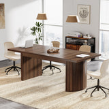 Tribesigns 6.56 ft Conference Table for 6-8 People, 78.7" Large Rectangle Meeting Table with Double Pedestal, Farmhouse Seminar Table Boardroom Desk for Office Meeting Conference Room, Walnut Tribesigns