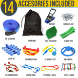 SereneLife Ninja Warrior Slack Line Obstacle Course 50ft Slackline with 18 Jungle Gym Tree Climbing Attachments Backyard Outdoor Play Equipment Set for Kids Outside with Rope Ladder and Accessories SereneLife