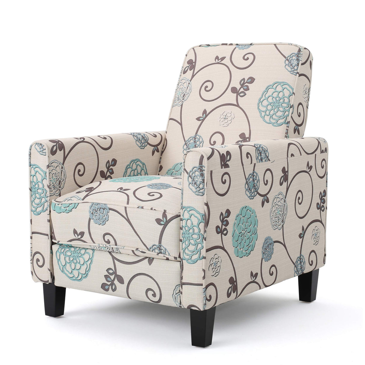 Christopher Knight Home Dufour White and Blue Floral Fabric Recliner 26.75D x 34W x 36.25H in Christopher Knight Home