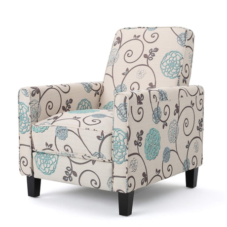 Christopher Knight Home Dufour White and Blue Floral Fabric Recliner 26.75D x 34W x 36.25H in Christopher Knight Home
