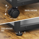 Cakokow Under Desk Printer Stand - 2-Tier Industrial Mobile Printer Table with Storage Shelf, Heavy Duty Wood Rolling Printer Cart with Wheels for Home and Office,Classic Black Cakokow