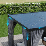 HOMPUS Louvered Pergola 10' x 20', Outdoor pergola with Aluminum Frame and Adjustable Rainproof Roof, Modern Louvre Shade for Garden & Patio, Curtains and Netting Included, Black HOMPUS