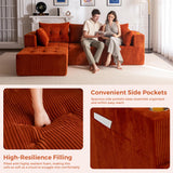 MAXYOYO Modular Sectional Sofa Couch, L Shaped Modern Cloud Couch with 1 Ottoman, Sofa in A Box, Tufted 4-Seat Boneless Sleeper Chair for Living Room, No Assembly Required, Orange MAXYOYO