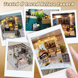 Flever Dollhouse Miniature DIY House Kit Creative Room with Furniture for Romantic Valentine's Gift (Leisurely Coffee Shop) Flever