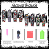 8 Pcs Gothic Skeleton Diamond Art Bookmarks Kit, Skull Halloween Diamond Painting Bookmarks with Tassels for Adults, DIY Horror Book Mark Craft Set for Women Men Reading Lovers CRASHOT