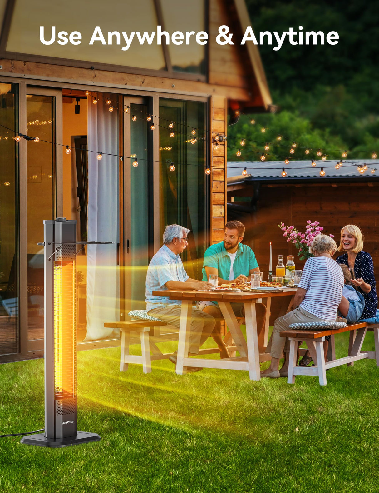 VAGKRI Outdoor Infrared Heater, 1500W 36inch Electric Heater with 3 Heating Levels, Tip-Over & Overheat Protection, IPX5 Waterproof Tower Space Heater for Patio Backyard Garage Restaurant Home VAGKRI