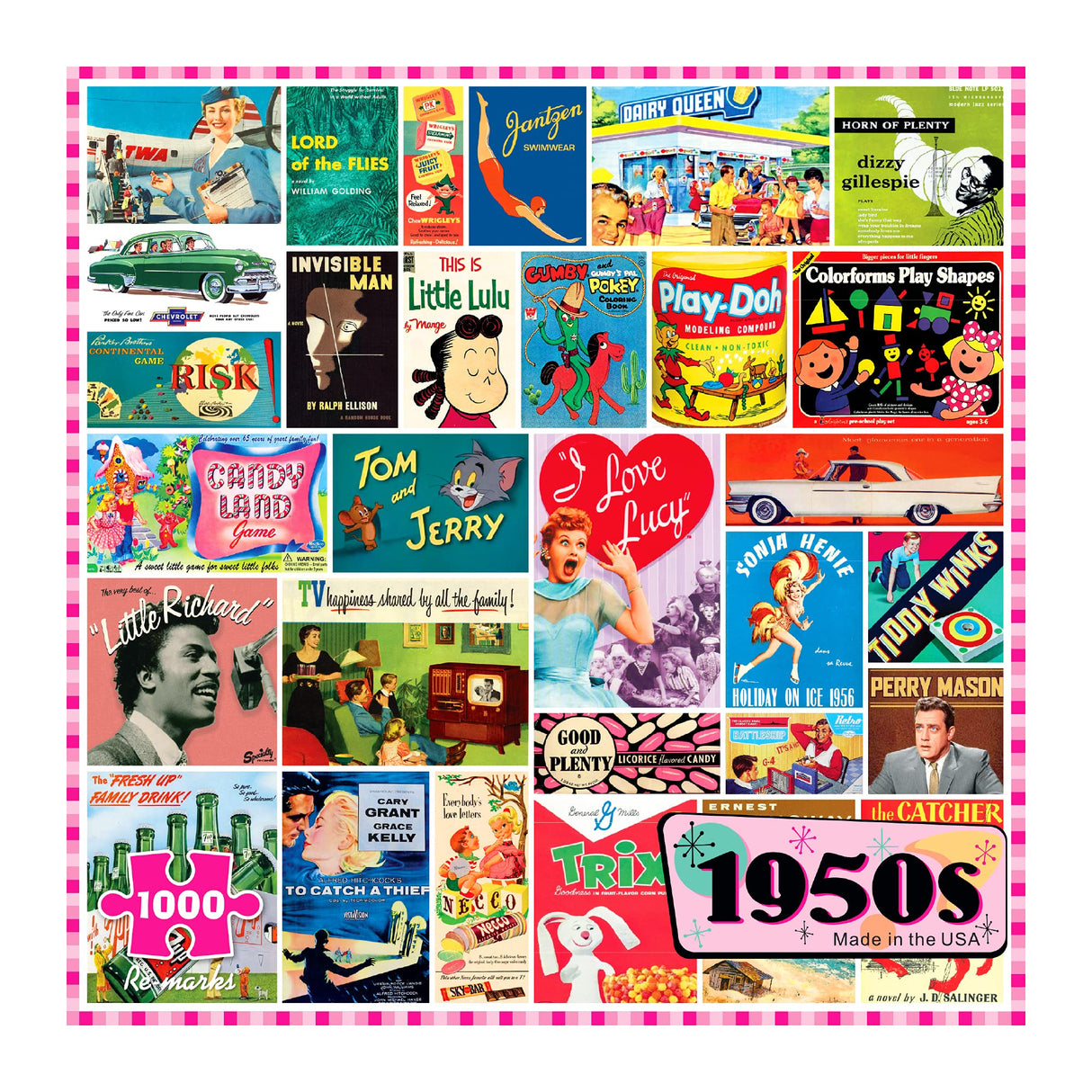 Re-Marks 1950s Pop Culture Puzzle, 1000-Piece Puzzle for All Ages, Family Jigsaw Puzzle Re-Marks