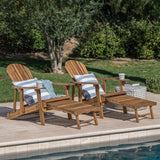 GDFStudio Outdoor Reclining Wood Adirondack Chair with Footrest (2, Natural Stained) GDFStudio
