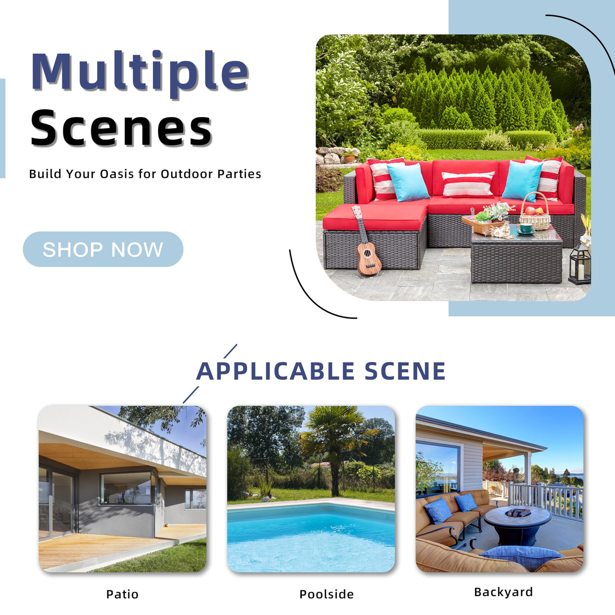 Vongrasig 5 Pieces Small Patio Furniture Sets, All-Weather Outdoor Sectional Patio Sofa Wicker Rattan Patio Seating Sofas with Cushion and Glass Table (Red) Vongrasig