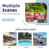 Vongrasig 5 Pieces Small Patio Furniture Sets, All-Weather Outdoor Sectional Patio Sofa Wicker Rattan Patio Seating Sofas with Cushion and Glass Table (Red) Vongrasig