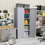 Incbruce 72” Metal Storage Cabinet, Tall Locking Steel Storage Cabinet with 2 Doors and 4 Adjustable Shelves,Lockable Storage Cabinet for Home, Office, Warehouse（Grey） Incbruce