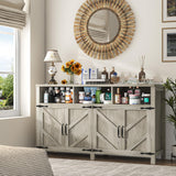 knoworld Buffet Cabinet with Storage Farmhouse with 4 Doors, 55'' Large Kitchen Storage Cabinet Wood Coffee Bar Buffet Sideboard for Kitchen, Dining Room, Entryway knoworld