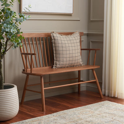 SAFAVIEH Home Collection Addison Farmhouse Honey Solid Wood Windsor Spindle Loveseat Bench