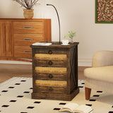 Gun Night Stand with Charging Station & Reading Light, Farmhouse Bedside Table with Human Sensor LED Lights, Brightness Adjustable End Side Table for Bedroom/Living Room/Office, Rustic Brown HWB