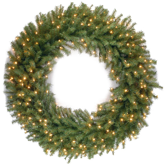 National Tree Company Pre-Lit Artificial Christmas Wreath, Green, Norwood Fir, White Lights, Christmas Collection, 48 Inches