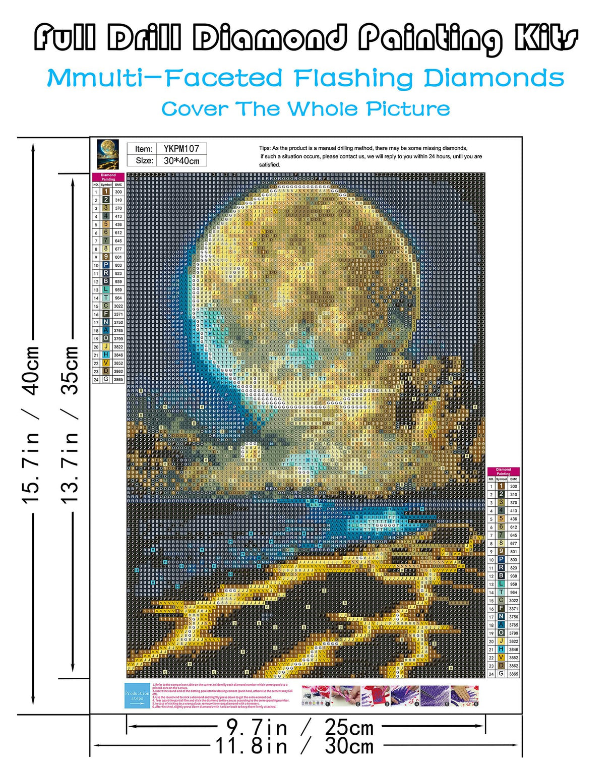 KINPLUB Moon Diamond Painting Kits for Adults, 5D Moonlight Beach Diamond Art Kits for Beginners, DIY Full Round Drill Seaside Landscape Paint with Diamond Dots, Home Wall Decor 12 x 16 Inch KINPLUB