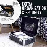 Vaultz Storage Lock Box - 6.5 x 23 x 13.5 Inch - Secure Dorm Storage Trunk with Combination Lock - Ideal Briefcase, Medicine Box, and Personal Item Lock Box - Store Cash, Laptop - Black/Silver Vaultz