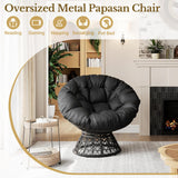 Yaheetech Indoor Papasan Chairs with Thick Tufted Cushions and Frame, Swivel Wicker Ergonomic Lounge Reading Chairs for Living Room/Bedroom, Black Yaheetech