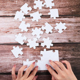 13 Sheets Blank Puzzles Blank White Jigsaw Puzzles Sublimation Puzzle Craft for Boys Girls Decoration, DIY Invite, Photo Heat Transfer, 20 Pieces, 7.87 x 5.51 Inch Gejoy