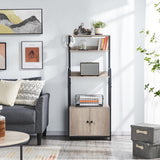 Yaheetech 4-Tier Kitchen Bakers Rack with Storage Cabinet and Hutch, Microwave Oven Stand Coffee Bar Pantry Cabinet with 8 S Hooks, Freestanding Kitchen Shelves Spice Rack, Gray Yaheetech