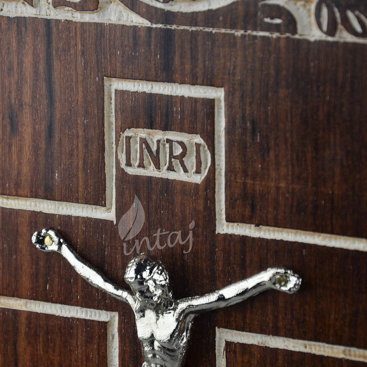 INTAJ Handmade Wooden Urn for Human Ashes - Cross Cremation Urn Premium Handcrafted - Adult Funeral Urn Handmade Human Urn for Ashes (Rosewood Cross, INTAJ