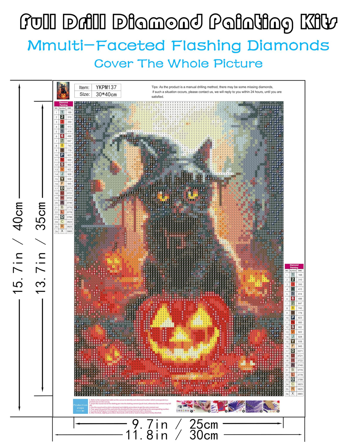 KINPLUB Halloween Cat Diamond Painting Kits for Adults, 5D Diamond Art Kits for Beginners, DIY Full Round Drill Paint by Diamonds Dots, Home Wall Decor 12 x 16 Inch KINPLUB