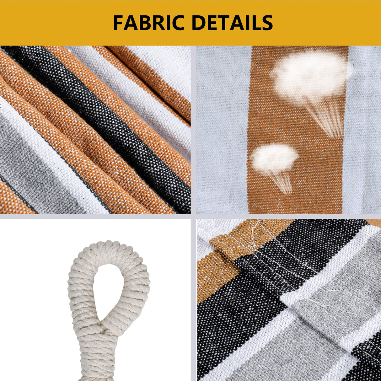 ROOITY Double Hammock Brazilian Hammocks with Portable Carrying Bag,Soft Woven Fabric, Up to 450 Lbs Hanging for Patio,Trees,Garden,Backyard,Porch,Outdoor and Indoor XXX-Large Brown&Grey Stripe ROOITY