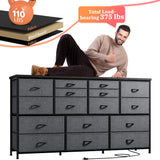 EnHomee TV Stand Dresser 60''TV Stand with Charging Station TV Stands for Living Room Long Dresser for Bedroom TV Stand with 16 Drawers Storage TV Stand for Bedroom Dresser 51.1''W*11.8''D*34.8''H EnHomee