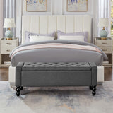 DRM‘SCUUM 50" W Storage Ottoman Bench with Safety Hinge, Load up to 660 lb Ottoman with Storage, Upholstered Tufted Entryway Bench with Seating for Living Room, Bedroom, Entryway, Dark Gray DRM‘SCUUM