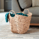 Household Essentials ML-4002 Tall Water Hyacinth Wicker Basket with Handles | Natural, Brown, Natural Household Essentials