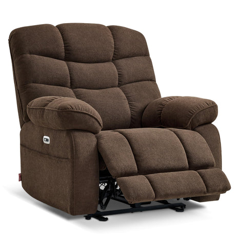 MCombo Oversized Power Recliner Chair for Big People, Zero Gravity Power Recliner Chair, USB & Type C Charge Ports, FSC Certified, for Living Room, Office, Fabric PR677 (Coffee) MCombo