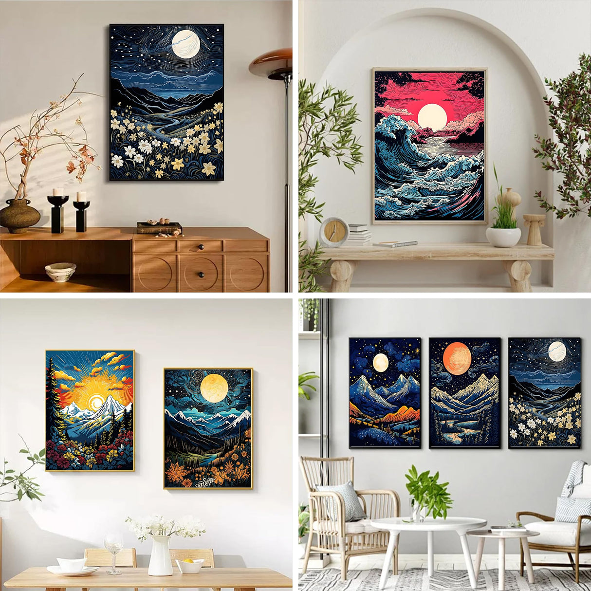 ECBEITF 6 Packs Diamond Painting Abstract Landscapes 11.8x15.7 Inch, DIY 5D Full Round Drill Diamond Art Painting Kits for Adults Beginners Home Wall Decor ECBEITF
