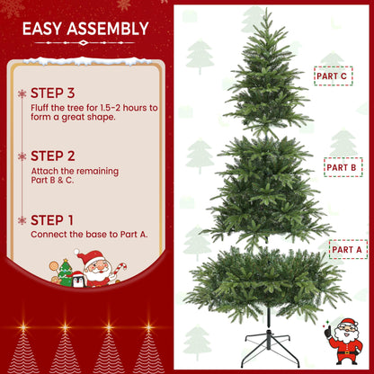 Yaheetech 7.5ft Pre-Lit Aspen Christmas Tree with 750 Multicolored LED Lights, 2136 PE & PVC Branch Tips, 9 Light Modes Lighted Artifical Noble Fir, Holiday Décor, Foldable Metal Stand