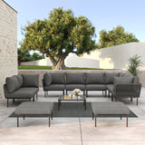 LayinSun 11 Pieces Aluminum Patio Furniture Set, Modern Modular Sectional Sofa with Coffee Table and Upgrade Thickness Cushion LayinSun