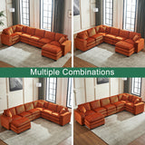 Extra Wide Seat Oversized Convertible Modular Sectional Sofa, Free Combination Reversible Sleeper Couch with Movable Ottoman, 7 Seater Corner Sofa&Couches for Living Room, Office, Spacious Space Eafurn