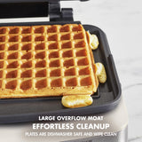 GreenPan Elite 2-Square Belgian & Classic Waffle Iron, Healthy Ceramic Nonstick Aluminum Dishwasher Safe Plates, Adjustable Shade/Crunch Control, Wont Overflow, Easy Cleanup Breakfast, PFAS-Free,White GreenPan