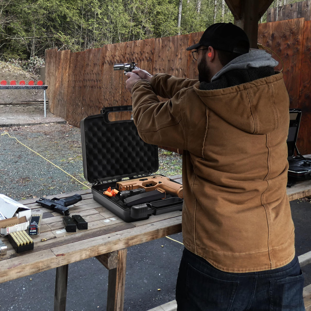 Kinghardcase 9mm Gun Case Lockable, TSA Approved Firearm Travel Case with 1 TSA Lock, Pistol Case Hard Shell, Gun Safe for Handgun, Pistol, Revolver - Shockproof Gun Storage 10.3 x 8.8 x 3 inch Kinghardcase