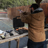 Kinghardcase 9mm Gun Case Lockable, TSA Approved Firearm Travel Case with 1 TSA Lock, Pistol Case Hard Shell, Gun Safe for Handgun, Pistol, Revolver - Shockproof Gun Storage 10.3 x 8.8 x 3 inch Kinghardcase