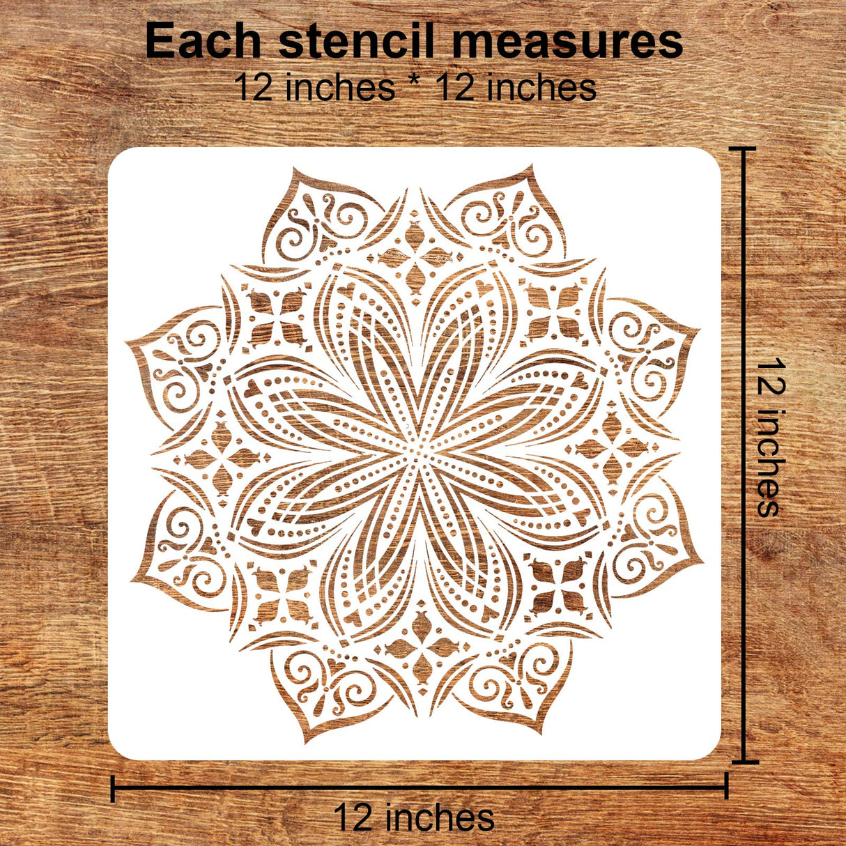 Eunvabir 9 Pack 12x12'' Mandala Stencils for Painting on Wood, Floor, Wall, Tile Fabric, Reusable Furniture Stencils Painting Template Eunvabir