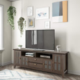SIMPLIHOME Artisan SOLID WOOD Universal TV Media Stand, 72 inch Wide, Transitional, Living Room Entertainment Center, Storage Cabinet, for Flat Screen TVs up to 80 inches in Farmhouse Brown SIMPLIHOME